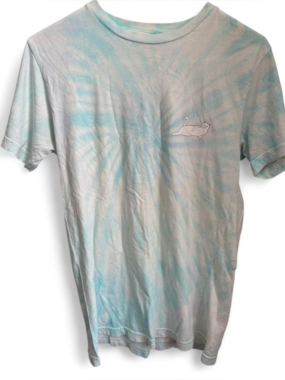 Ripndip Pale Blue White Tie-Dye Cat Chest Tee